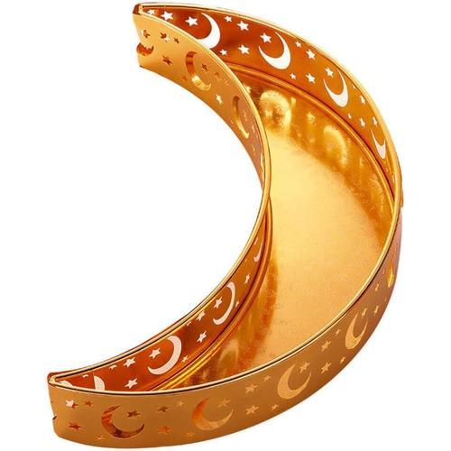 Plateaux De Ramadan Or Eid Mubarak Plateau En Forme De Lune Plat De... on Productcaster.