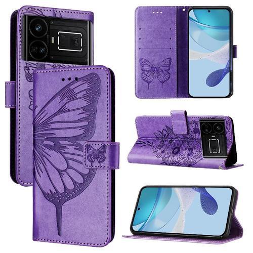 Étui Pour Realme Gt 5 5g Gaufrage Papillon Couverture Rabotant Cuir... on Productcaster.