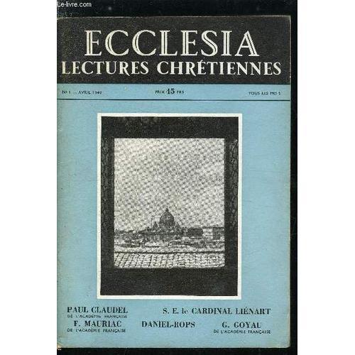 Ecclesia, Lectures Chrétiennes N° 1 - Ecclesia Mater Par Daniel Rop... on Productcaster.