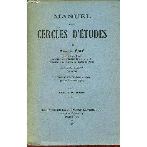 Manuel Des Cercles D Études - 7e Édition. on Productcaster.