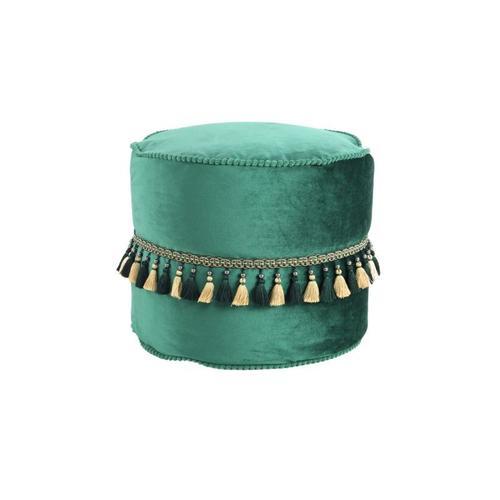 Paris Prix - Pouf Déco À Pompons "Taj Mahal" 45cm Vert on Productcaster.