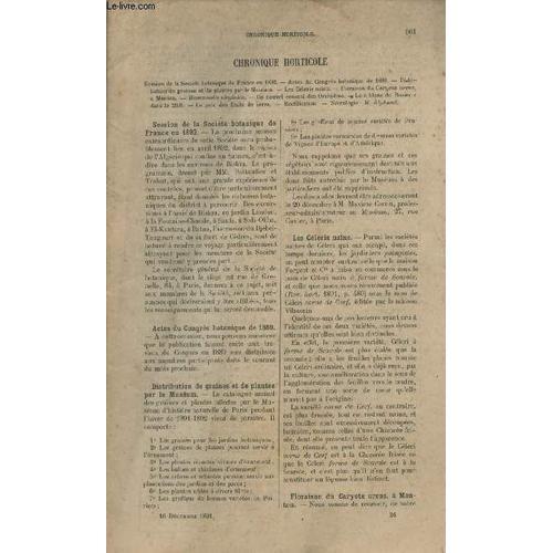 La Revue Horticole 1891 N° 24 - 16 Déc. -Session De La Société Bota... on Productcaster.