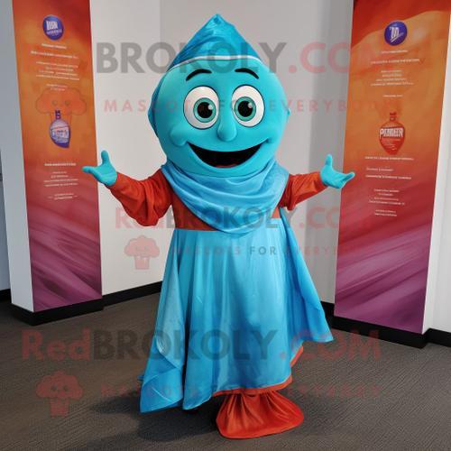 Costume De Mascotte Redbrokoly Cyan Tikka Masala Habillé D'une Robe... on Productcaster.