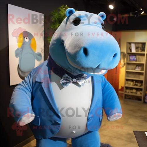 Personnage De Costume De Mascotte Redbrokoly D'hippopotame Bleu Hab... on Productcaster.