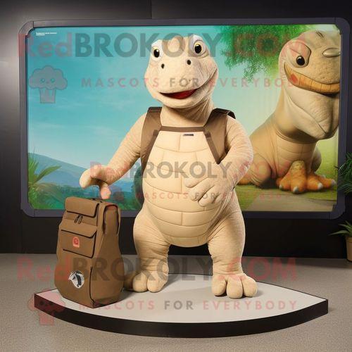 Mascotte Redbrokoly De Personnage Beige Iguanodon Habillé D'un Déba... on Productcaster.