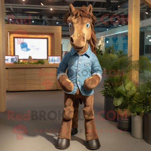 Personnage De Costume De Mascotte Redbrokoly De Cheval Brun Habillé... on Productcaster.