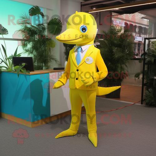 Personnage De Costume De Mascotte Redbrokoly De Dauphin Jaune Habil... on Productcaster.