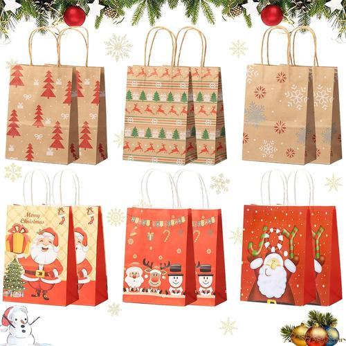 12 Pcs Sacs Cadeaux Noël, Sacs Cadeaux Noël Kraft, Sacs Cadeaux Noë... on Productcaster.