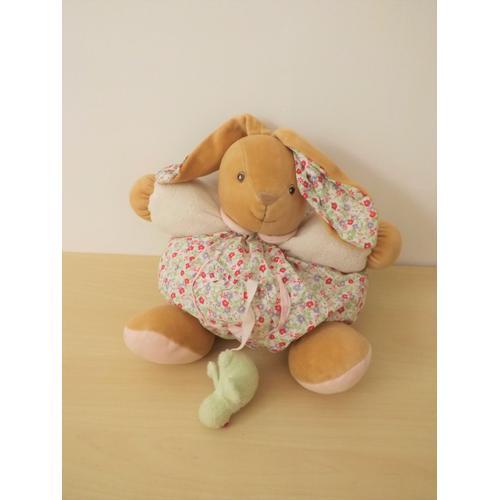 Peluche Doudou Lapin Rose Fleurs Oiseau Vert Kaloo on Productcaster.