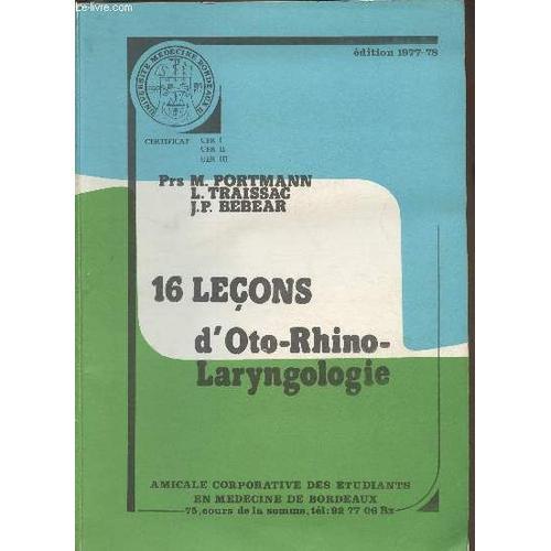 16 Leçons D Oto-Rhino-Laryngologie on Productcaster.