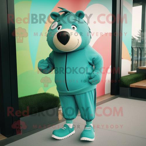 Costume De Mascotte Redbrokoly Teal Sow Habillé Avec Un Jogging Et ... on Productcaster.