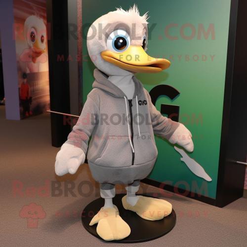 Personnage De Costume De Mascotte Redbrokoly D'oison Gris Habillé D... on Productcaster.