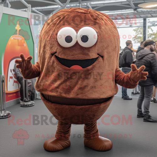 Personnage De Costume De Mascotte Redbrokoly De Hamburgers Bruns Ha... on Productcaster.