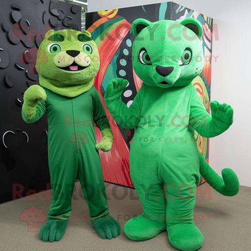 Personnage De Costume De Mascotte Redbrokoly Jaguarundi Vert Habill... on Productcaster.