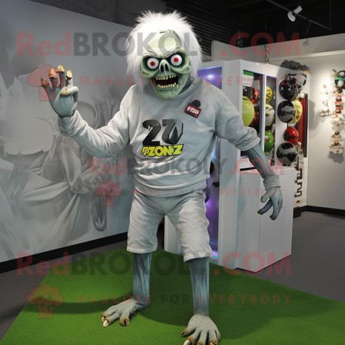 Mascotte Redbrokoly De Personnage De Zombie Argenté Habillé D'un Sw... on Productcaster.