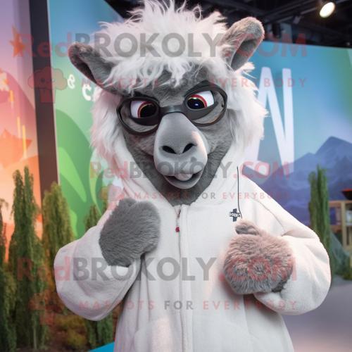 Mascotte Redbrokoly De Personnage De Lama Gris Habillé D'un Sweat E... on Productcaster.