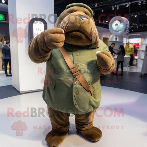 Personnage De Costume De Mascotte Redbrokoly Olive Walrus Habillé D... on Productcaster.