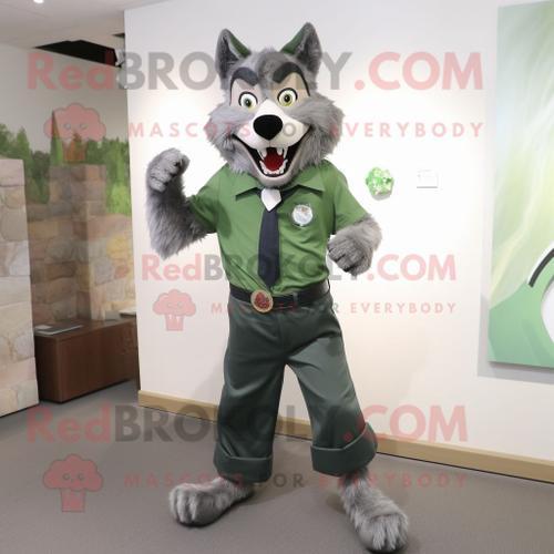 Personnage De Costume De Mascotte Redbrokoly Olive Wolf Habillé Ave... on Productcaster.