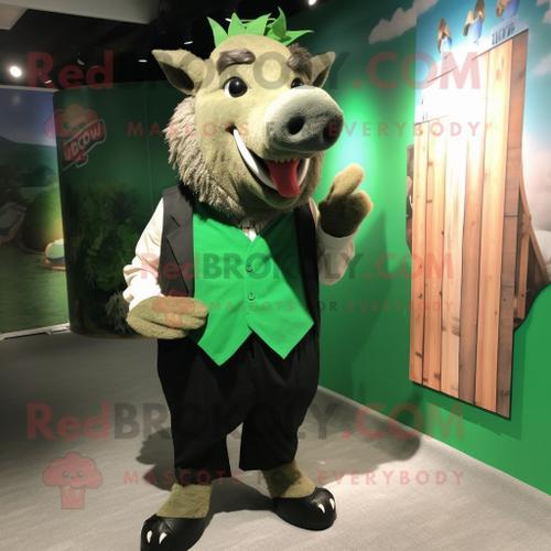 Personnage De Costume De Mascotte Redbrokoly De Sanglier Vert Habil... on Productcaster.