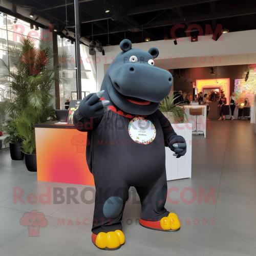 Mascotte Redbrokoly De Personnage D'hippopotame Noir Habillé D'un J... on Productcaster.