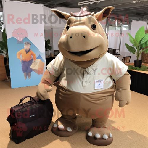 Personnage De Costume De Mascotte Redbrokoly De Rhinocéros Beige Vê... on Productcaster.