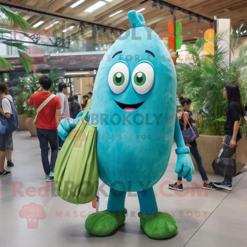 Mascotte Redbrokoly De Personnage De Courgette Turquoise Habillé Av... on Productcaster.