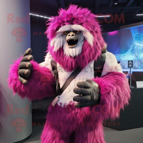 Personnage De Costume De Mascotte Redbrokoly Magenta Yeti Habillé D... on Productcaster.