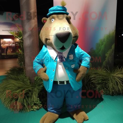 Personnage De Costume De Mascotte Redbrokoly Capybara Turquoise Hab... on Productcaster.