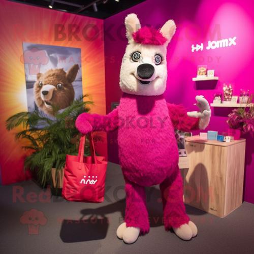 Personnage De Costume De Mascotte Redbrokoly De Lama Magenta Habill... on Productcaster.