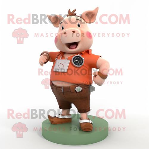 Personnage De Costume De Mascotte Redbrokoly Rust Pig Habillé D'un ... on Productcaster.