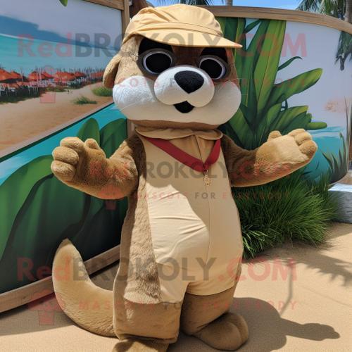 Personnage De Costume De Mascotte Redbrokoly Tan Otter Habillé D'un... on Productcaster.