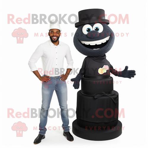 Mascotte Redbrokoly De Personnage De Gâteau De Mariage Noir Habillé... on Productcaster.