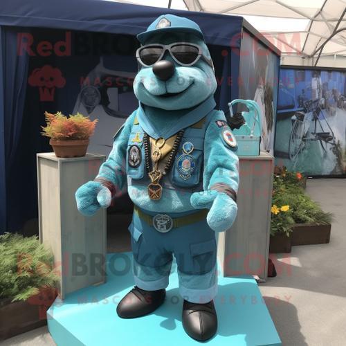 Personnage De Costume De Mascotte Redbrokoly Turquoise Navy Seal Ha... on Productcaster.