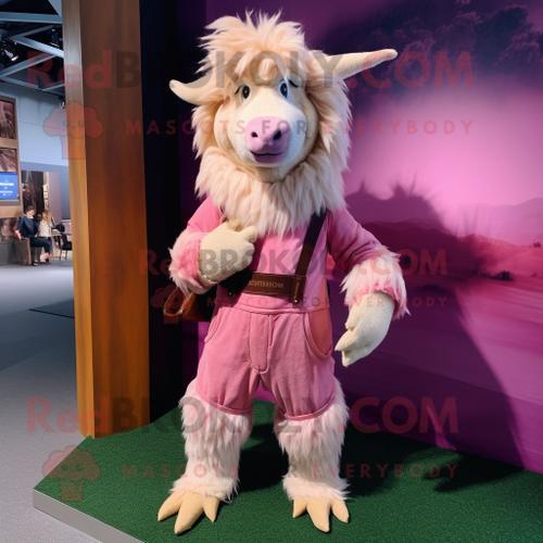 Mascotte Redbrokoly De Personnage De Chèvre Angora Rose Habillée D'... on Productcaster.