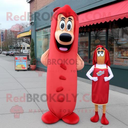 Personnage De Costume De Mascotte Redbrokoly Hot Dog Habillé D'une ... on Productcaster.