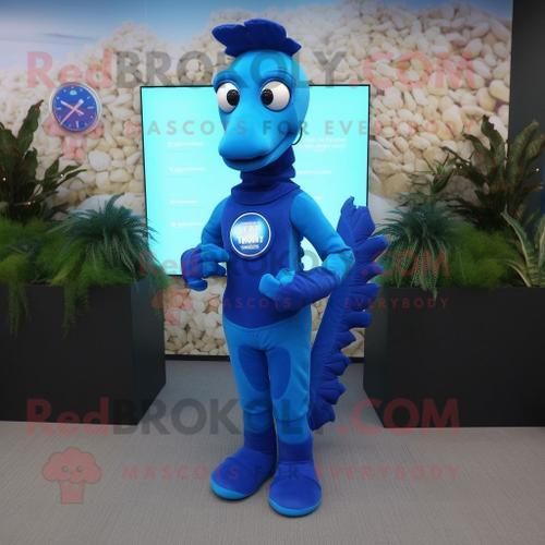 Personnage De Costume De Mascotte Redbrokoly Blue Sea Horse Habillé... on Productcaster.