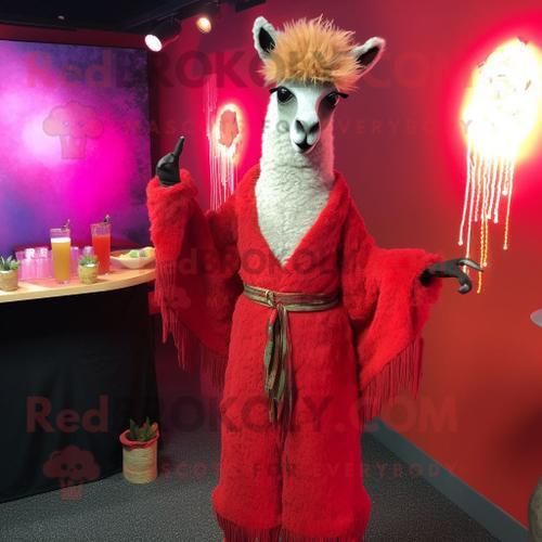 Personnage De Costume De Mascotte Redbrokoly De Lama Rouge Habillé ... on Productcaster.