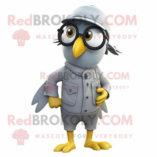 Mascotte Redbrokoly De Personnage De Costume De Canari Gris Habillé... on Productcaster.