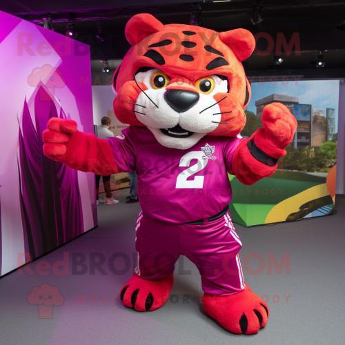 Personnage De Costume De Mascotte Redbrokoly De Tigre Magenta Habil... on Productcaster.