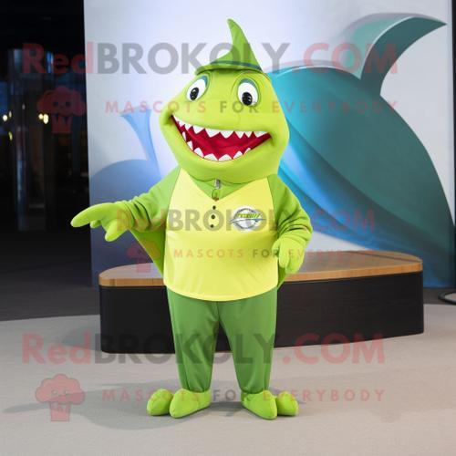 Personnage De Costume De Mascotte Redbrokoly De Requin Vert Lime Ha... on Productcaster.