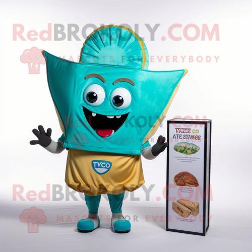 Personnage De Costume De Mascotte Redbrokoly Turquoise Tacos Habill... on Productcaster.