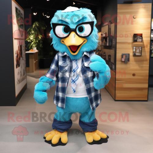 Personnage De Costume De Mascotte Redbrokoly Cyan Eagle Habillé D'u... on Productcaster.