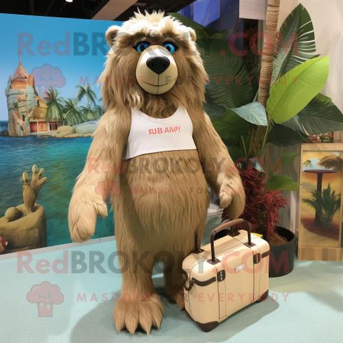 Personnage De Costume De Mascotte Redbrokoly Tan Sloth Bear Habillé... on Productcaster.