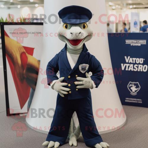 Mascotte Redbrokoly De Personnage De Lézard Bleu Marine Habillé D'u... on Productcaster.