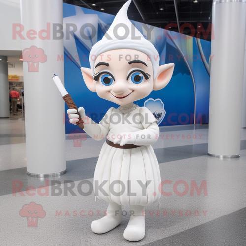 Mascotte Redbrokoly De Personnage D'elfe Blanc Vêtu D'une Jupe Cray... on Productcaster.