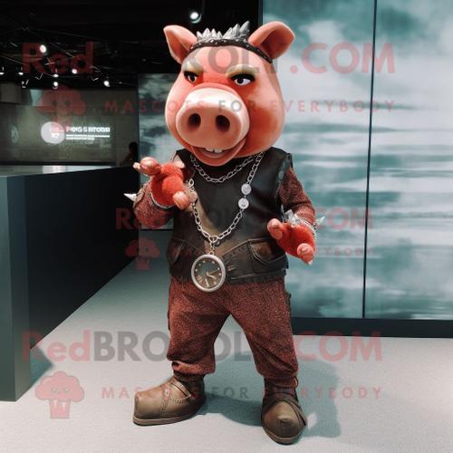 Personnage De Costume De Mascotte Redbrokoly Rust Pig Habillé D'un ... on Productcaster.