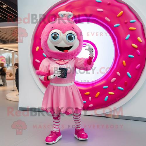 Personnage De Costume De Mascotte Redbrokoly Donut Rose Habillé D'u... on Productcaster.