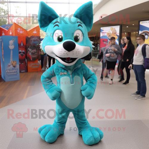 Personnage De Costume De Mascotte Redbrokoly Teal Dingo Habillé D'u... on Productcaster.