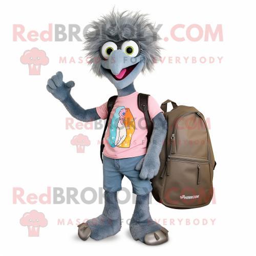 Costume De Mascotte Redbrokoly D'émeu Gris Habillé Avec Un Jean Fla... on Productcaster.