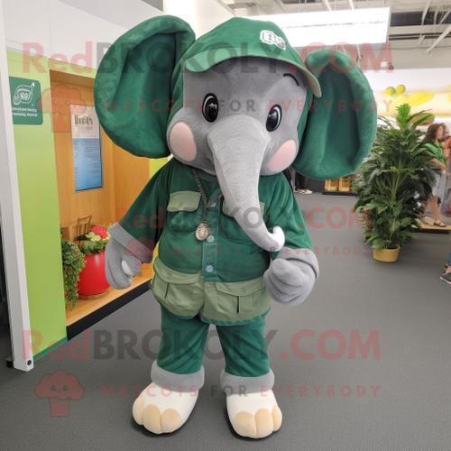 Costume De Mascotte Redbrokoly D'éléphant Vert Forêt Habillé D'une ... on Productcaster.